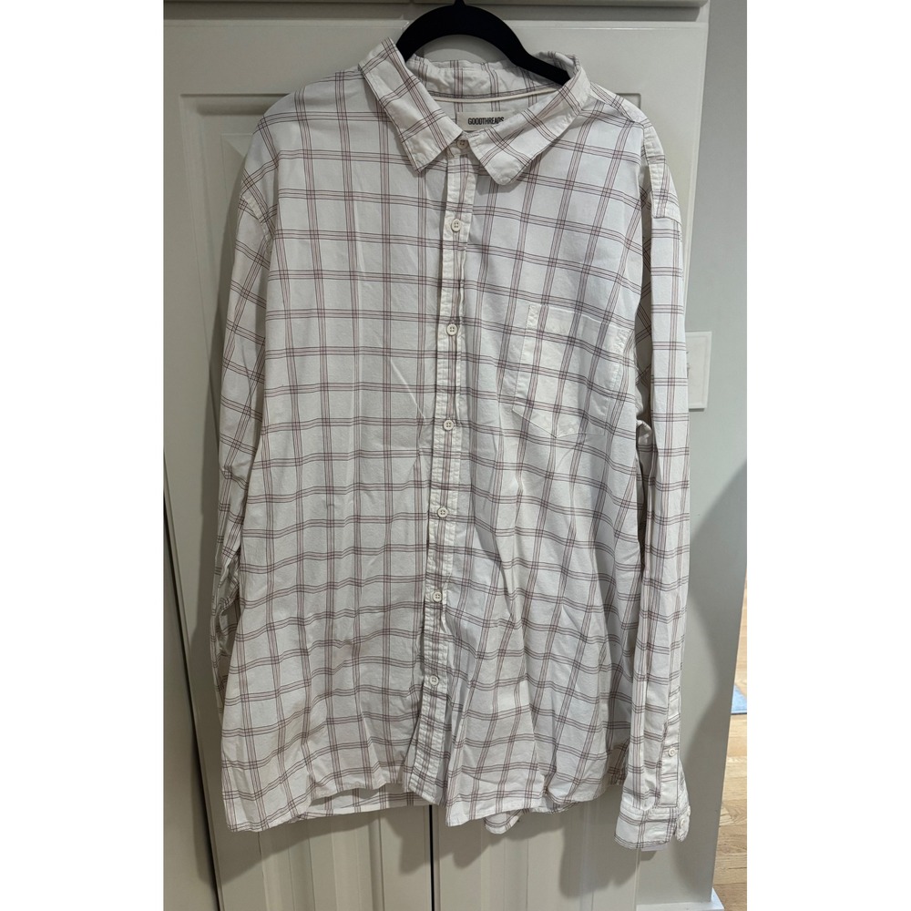 GOODTHREADS XXL Tall Mens Slim Fit Plaid Long Sleeve Button Down Shirt‎